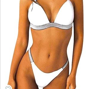 New never worn white and silver bikini